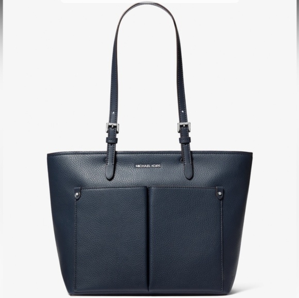 Michael Kors Jet Set Vegan Leather Medium Pocket Tote Bag - Navy